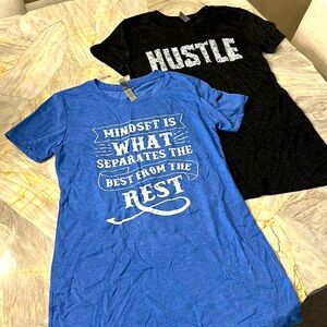 Gray Hustle and Blue Mindset Women’s T-Shirt by Next Level Apparel Small NWOT